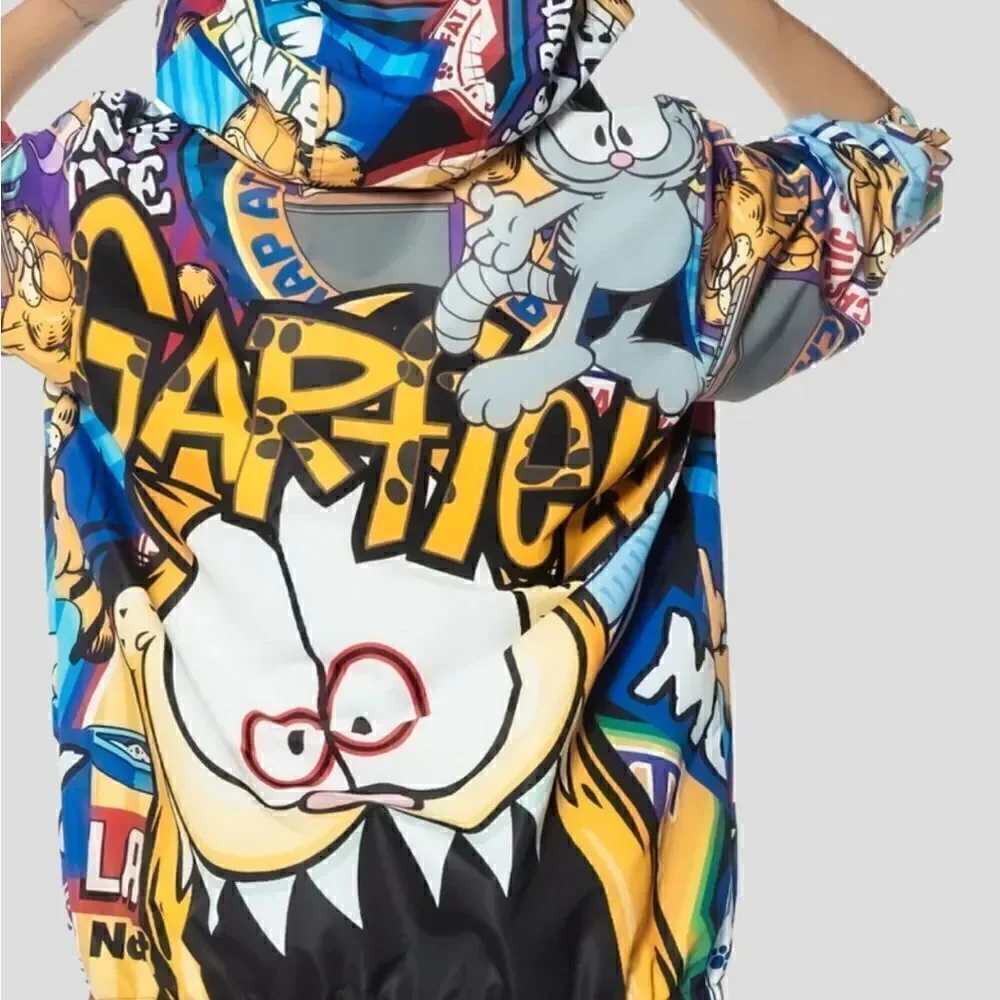 Members Only Garfield Windbreaker Oversized Jacket Women Size S